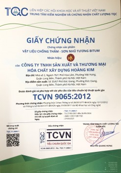 Chứng nhận sản phẩm VẬT LIỆU CHỐNG THẤM- SƠN NHŨ TƯƠNG BITUM 